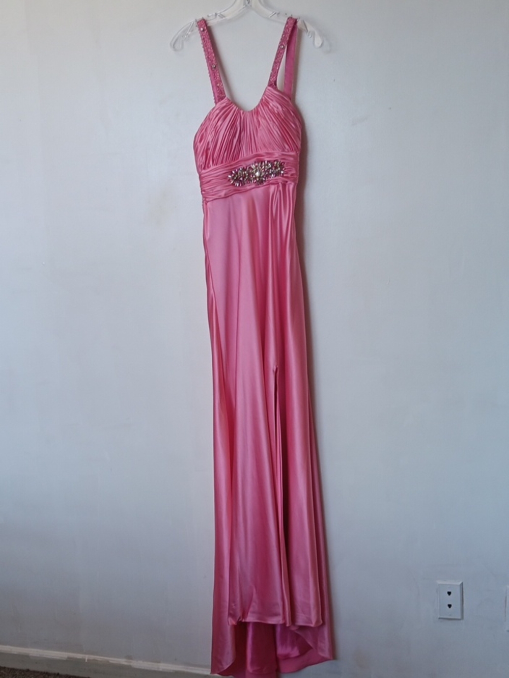 Pink Beaded Empire Waist Maxi Dress